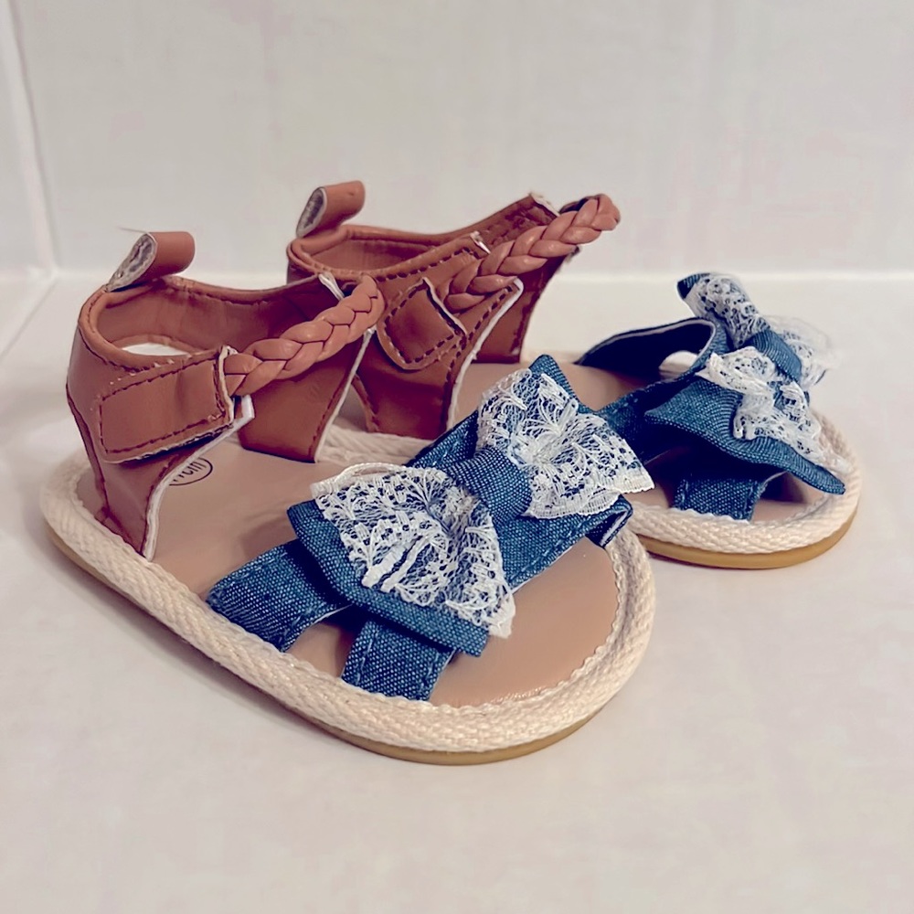 Baby Girl Denim&Lace Bow Sandals
